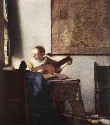 VERMEER VAN DELFT, Jan Woman with a Lute near a Window wt painting